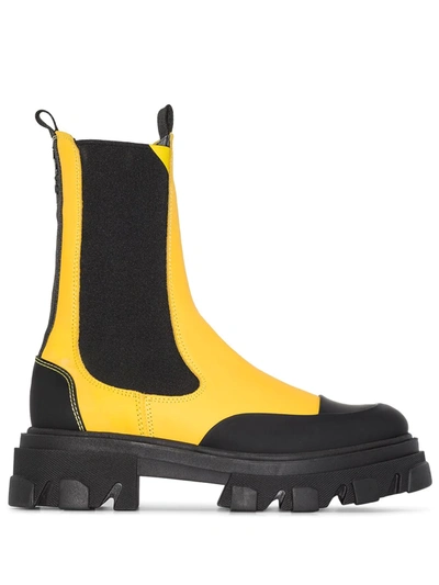 Ganni Calf-height Chelsea Ankle Boots In Yellow