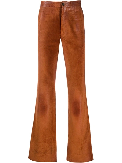 Marni Brown Waxed Corduroy Trousers In Orange