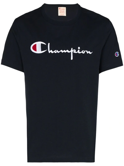 Champion Script Embroidered Logo T-shirt In Blue