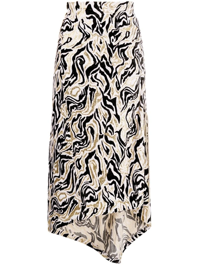 Rabanne Geometric Print Midi Skirt In Black