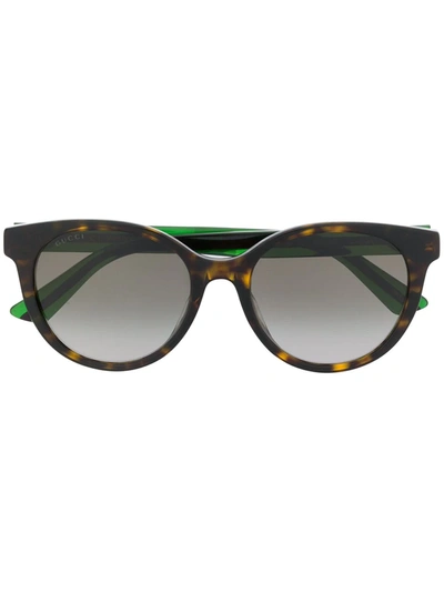 Gucci Signature Web-stripe Tortoiseshell Sunglasses In Brown