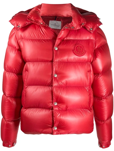 Moncler Hooded Padded Jacket In Red