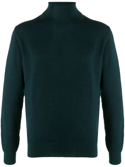 Zanone Roll Neck Cotton Jumper In Green