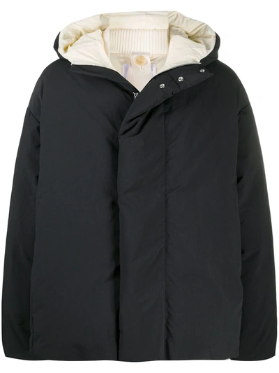 Oamc Ribbed Collar Hooded Parka In Blue
