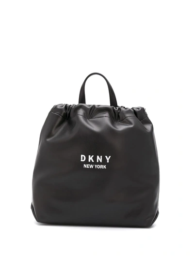 Dkny Logo Print Drawstring Backpack In Black