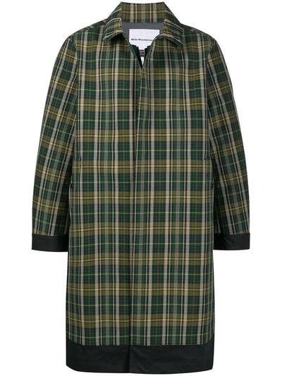 White Mountaineering Pertex Shiled Check Pattern Coat In Green