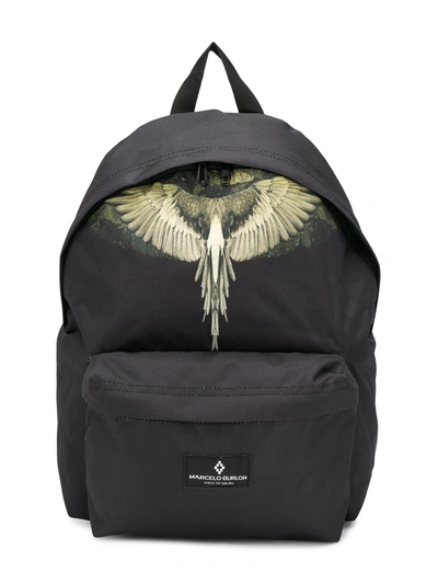 Marcelo Burlon County Of Milan Teen Wings-print Medium Backpack In Black