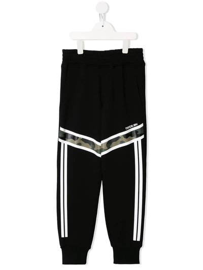 Neil Barrett Teen Camouflage-detail Track Pants In Black