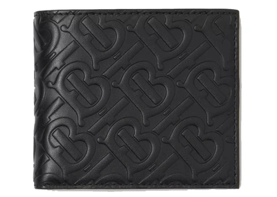 Pre-owned Burberry International Bifold Wallet Monogram Leather (8 Card Slot) Black