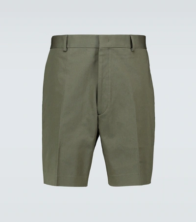 Fendi Stretch Cotton-twill Shorts In Green