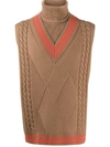 Ader Error Logo Patch Knit Wool Turtleneck Vest In Brown