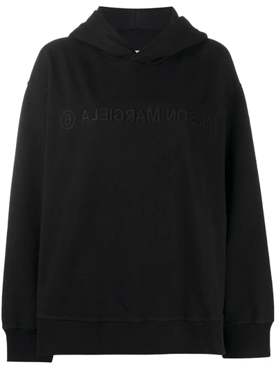 Mm6 Maison Margiela Logo Embossed Cotton Sweatshirt Hoodie In Black