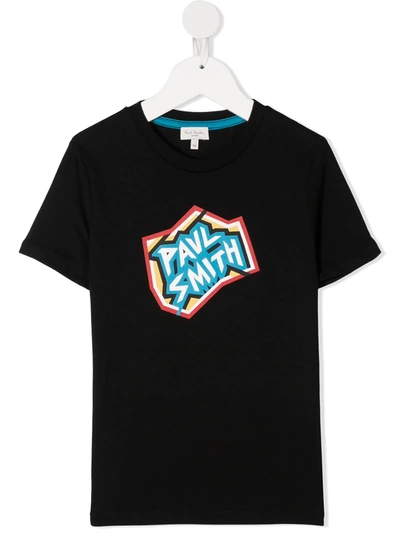 Paul Smith Junior Kids' Logo Print Cotton Jersey T-shirt In Black