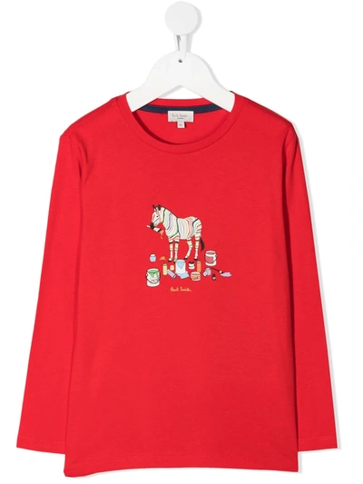 Paul Smith Junior Kids' Zebra Print Sweatshirt In Red