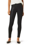 Hudson Double Coated Skinny Ankle Jeans In High Shine Dark Slate In Noir Coated