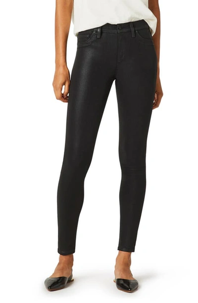 Hudson Double Coated Skinny Ankle Jeans In High Shine Dark Slate In Black