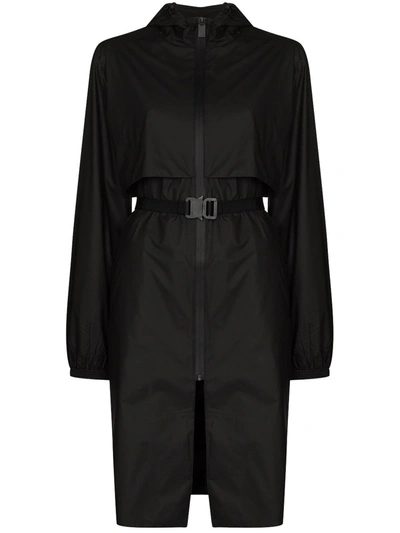Alyx Hooded Nylon Trench Coat In Black