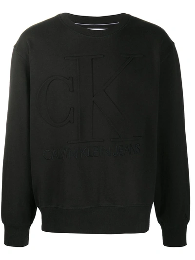 Calvin Klein Jeans Est.1978 Embossed Fashion Crewneck Sweatshirt In Black