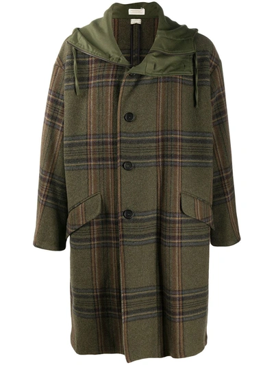 Massimo Alba Check Duffle Coat In Green