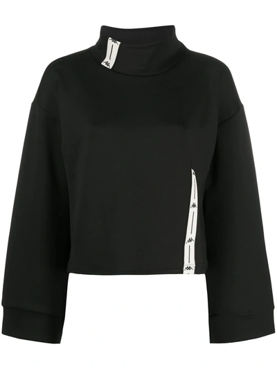 Kappa Logo-tape Roll-neck Sweatshirt In Black