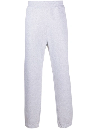 Msgm Logo-embroidered Tapered Track Trousers In Grey