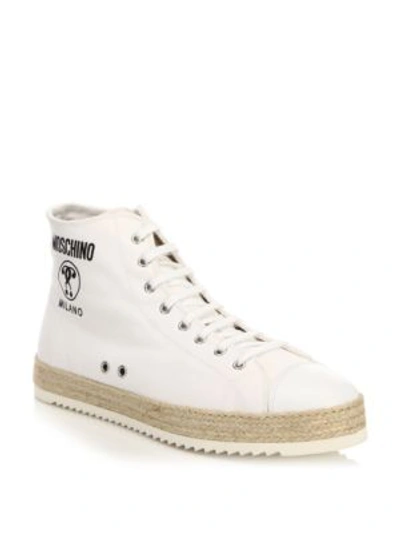 Moschino High-top Leather Sneaker In White
