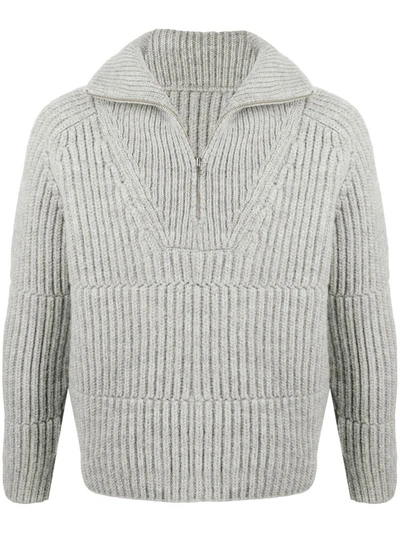 Jacquemus Zipped Sweater In Grey