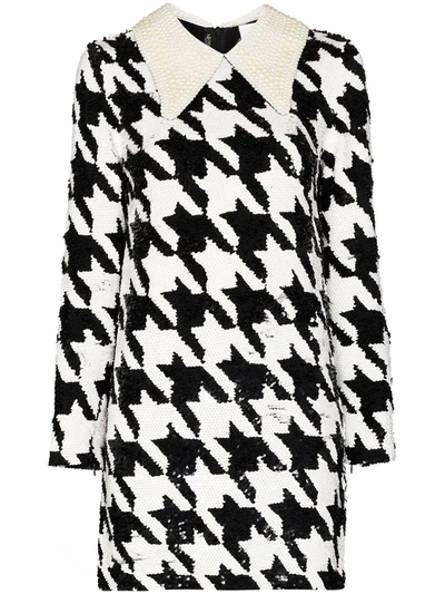 Ashish Houndstooth-pattern Sequin-embellished Mini Dress In Schwarz