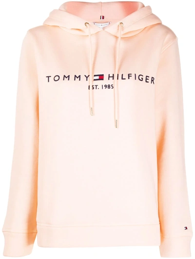 Tommy Hilfiger Logo Embroidered Hoodie In Pink