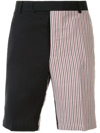 Thom Browne Panelled Stripe Shorts In Black