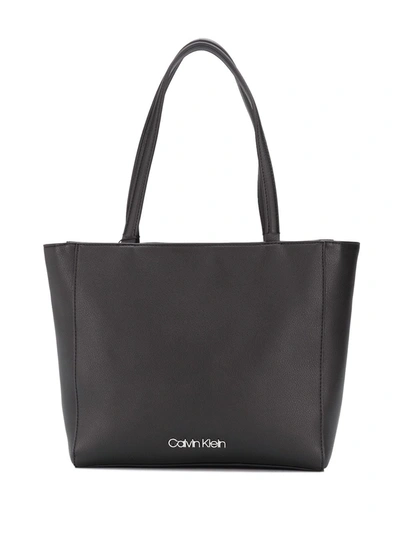 Calvin Klein Logo Shopper Tote In Black