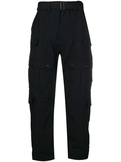 White Mountaineering Multi-pocket Parachute Trousers In Black