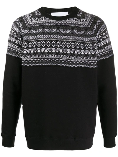 White Mountaineering Round Neck Knitted Jumper In Black