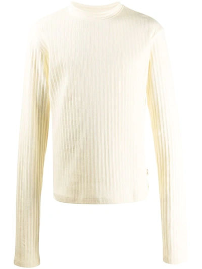 Marni Ribbed Crew-neck Jumper In Yellow