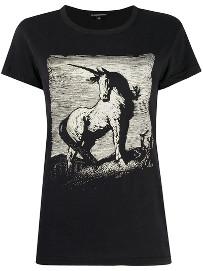 Ann Demeulemeester Unicorn-print Cotton T-shirt In Black
