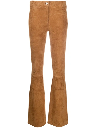 Arma Low-waist Lambskin Trousers In Brown