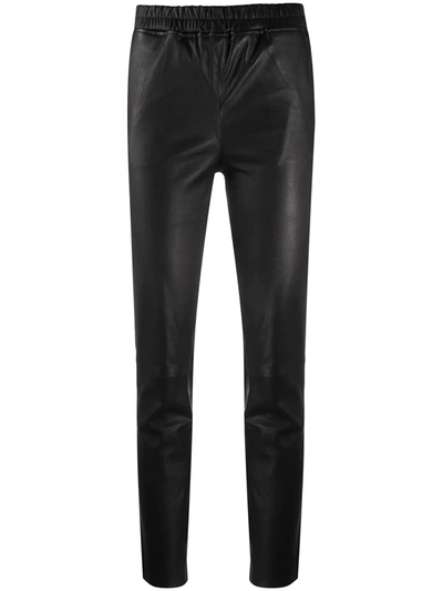 Arma Elasticated Leather Trousers In Black