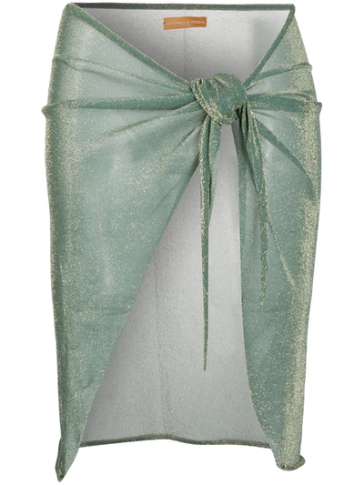 Antonella Rizza Knotted Glittered Skirt In Green