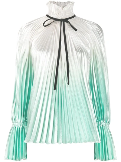 Philosophy Di Lorenzo Serafini Pleated High-neck Blouse In Neutrals