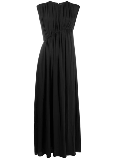 Erika Cavallini Asymmetric Gathered Waist Gown In Black