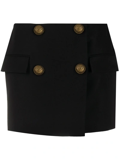 Balmain Button-embellished Mini Skirt In Black