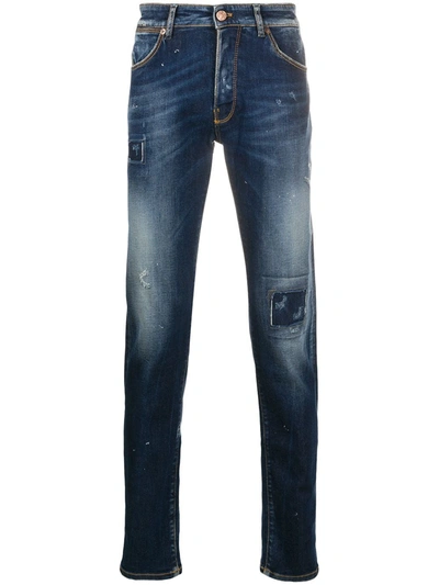 Pt05 Ripped Mid-rise Skinny Jeans In Blue