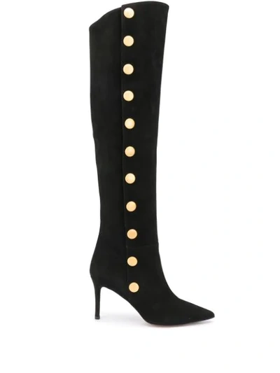 L'autre Chose Studded Knee-high Leather Boots In Black