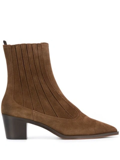 L'autre Chose Block-heel Point Toe Boots In Brown