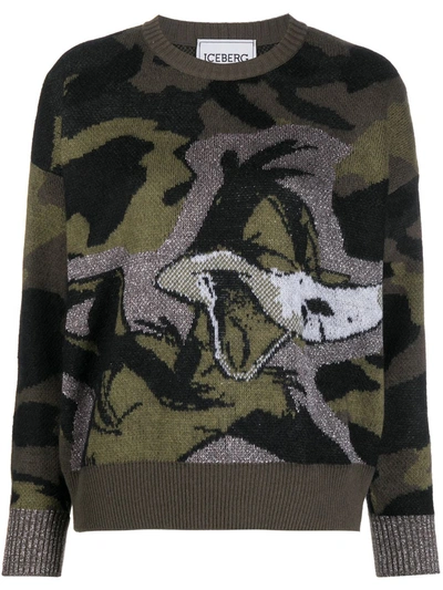 Iceberg Looney Tunes Camouflage Jumper In Green