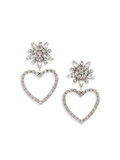 Dannijo Rhodium-plated & Swarovski Crystal Heart Drop Earrings In Silver