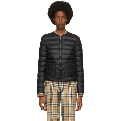 Burberry Icon Stripe Cuff Puffer Jacket In Black