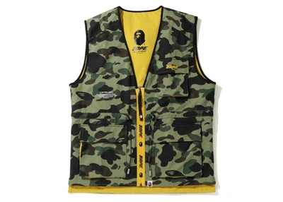 Pre-owned Bape  1st Camo 2layer Reversible Utility Vest Green