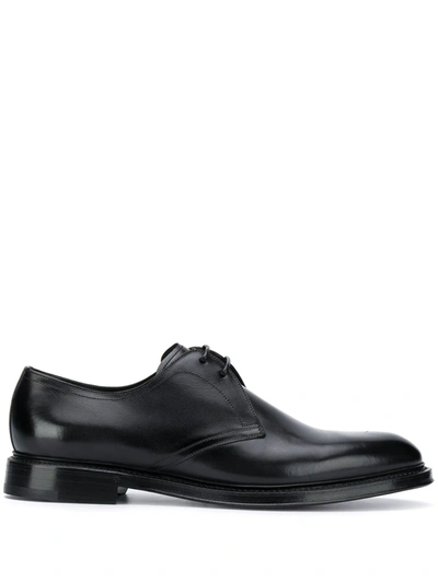 Dolce & Gabbana Hand-painted Leather Derby Shoes In Black