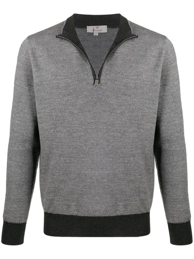 Canali Long-sleeve Knitted Sweatshirt In Black